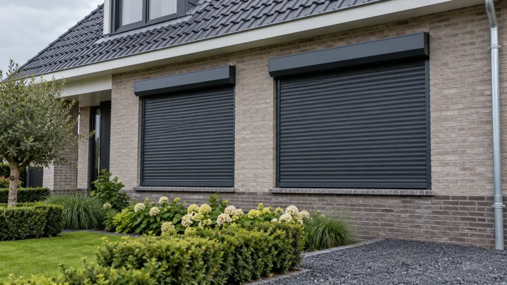 Rolluik Utrecht: woning met antraciet rolluiken voor de ramen